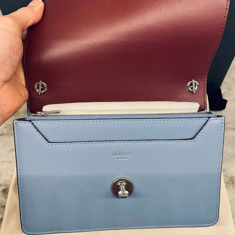Limited edition - Mulberry small Darley crossbody Light Blue Silver Chain - Picture 6 of 10